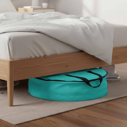 30 Inch Round Storage Bag 1 Pack,Water Green Watercolor Waterproof Wreath Storage Container with Handles&Zipper Solid Color Closet Organizer Bags Garland Box - Image 6