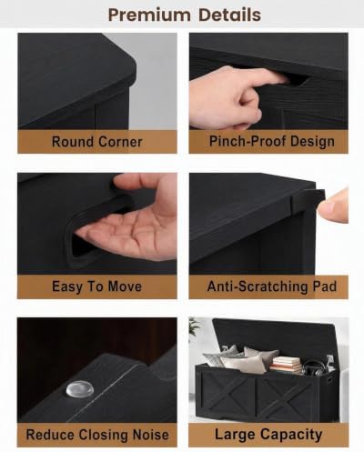Timberer 47.2" Storage Chest, Wooden Storage Bench, Entryway Shoes Bench - Image 6