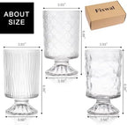 Fixwal Vases for Flowers Set of 3 Vintage Glass Vase for Centerpieces, Embossed Base Vases for Wedding Decoration (H:7" D:4"), Ribbed Glass Containers for Organization for Home Decor (Pack of 3) - Image 2