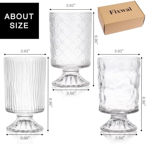 Fixwal Vases for Flowers Set of 3 Vintage Glass Vase for Centerpieces, Embossed Base Vases for Wedding Decoration (H:7" D:4"), Ribbed Glass Containers for Organization for Home Decor (Pack of 3) - Image 2