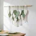 NYEONHRT Large Macrame Wall Hanging Handmade Boho Leaf and Feather Tapestry for Modern Home Decor Perfect Wall Art for Living Room Bedroom Nursery Apartment Backdrop 39x31 Inch (White green) by NYEONHRT