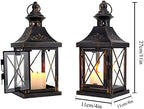 TRIROCKS Set of 2 Decorative Candle Lantern 11'' High Metal Candle Holder Hanging Lantern Perfect for Home Decor Halloween Living Room Parties Events Tabletop Indoors Outdoors (Black with Gold Brush) - Image 6