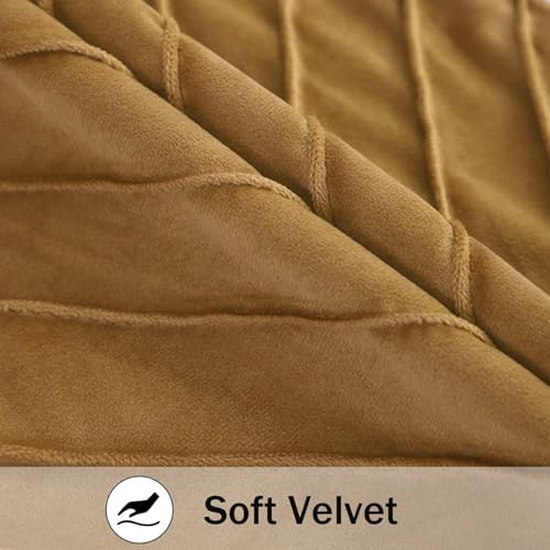 Velvet Throw Pillow Covers 24x24 inch Pack of 2 Gold Decor Brown - Image 3