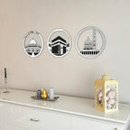 iwa concept Set of Masjid Al Aqsa, Masjid Al-Haram & Masjid An-Nabawi Islamic Wall Art | Wooden Acrylic Kaaba Wall Decor | Ramadan Decoration | Muslim Gift | (Small, Silver) - Image 4