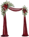 Artificial Wedding Arch Flowers Kit(Pack of 3),2Pcs Artificial Flower Arch Decor,1Pcs Sheer Drape for Wedding Ceremony Arbor for WeddingCeremony (Wine red Memory) by WEIERYUE