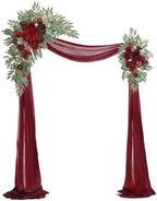 Artificial Wedding Arch Flowers Kit(Pack of 3),2Pcs Artificial Flower Arch Decor,1Pcs Sheer Drape for Wedding Ceremony Arbor for WeddingCeremony (Wine red Memory) by WEIERYUE