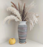 12.6" Tall Vintage Ceramic Rustic Farmhouse Vase (Full Skipcut Brown) - Image 3