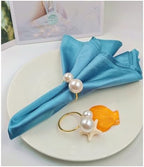 50 Pcs Pearl Napkin Rings,Gold Napkins Rings Holders Delicate Serviette Buckle for Wedding Family Birthday Party Kitchen Spring Thanksgiving Christmas Coastal Beach Table Décor Mgrlfbl(50,Pearl) - Image 2