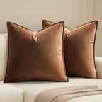 MIULEE Decorative Brown Velvet Euro Sham Throw Pillow Covers 26x26 Inch by MIULEE