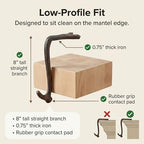 Lulu Decor,100% Cast Iron 8" Brown Straight Branch Stocking Holder for mantle Holds Up to 9 lbs Low Profile Design with Rubber Grip Ideal for Christmas Stockings Garland Holder Antler shape (Set of 4) - Image 3