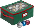 HOLDN’ STORAGE Christmas Ornament Storage Box with Dividers - Fits 48-3” Ornaments, 2 Removable Trays, Durable & Space-Saving, Clear Top Lid, Fits Underbed, Green by HOLDN%E2%80%99STORAGE