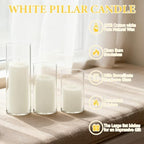 36-Pack White Pillar Candles (2''X3,4,6) & 36-Pack Glass Cylinder Vases(2.6''X5,6,8),Hurricane Candles,Wedding Centerpiece Decor Set-Mixed Heights for Table, Proposal, Event. - Image 3