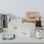 Soul & Lane - White Stacking Storage Boxes with Label Holders, Set of 2 - Image 4