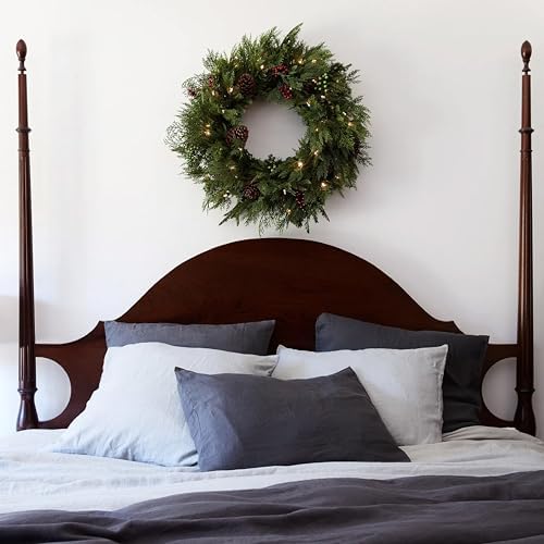 Balsam Hill Outdoor Winter Evergreen Christmas Wreath - Timeless Cheer Front Door Wreath with Cedar & Fir Foliage & Battery-Operated LED Clear Lights, 34" - Image 7