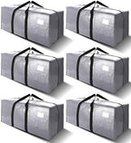 VELVETSURE Heavy Duty Extra Large Moving Bags W/Backpack Straps - Strong Handles & Zippers, Storage Totes For Space Saving, Fold Flat, Alternative to Moving Box and Storage Bin (Set of 6, Silver) by VELVETSURE