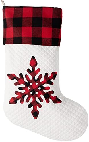 LUBOT Set of 6 Christmas Stocking(20inch) Silhouette Buffalo Red Plaid/Rustic/Farmhouse/Country Cotton Fireplace Hanging Xmas Stockings Decorations for Family Holiday Season Decor - Image 5