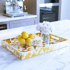 White & Gold Glitter Abstract Serving Tray with Handles, 15.8”x11.7”x1.6” Rectangular Decor Tray – Multipurpose for Breakfast in Bed, Bathroom Vanity, Living Room & Entertaining - Image 7