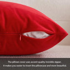 MIULEE 24x24 Inch Pack of 2 Euro Velvet Throw Pillow Covers Bright Red - Image 3