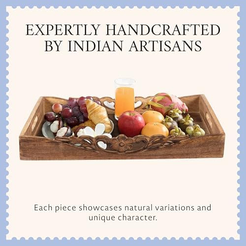Mela Artisans Orchid Mango Wood Serving Tray - Medium Burnt, 16x12 in - Image 4