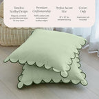 BEBE BASK Scalloped Pillow Cover Set of 2, 18x18, Cotton - Moss Green - Image 3
