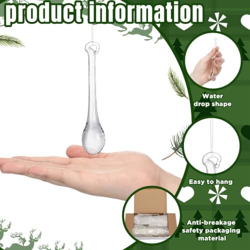 44 Pcs Clear Glass Teardrop Christmas Ornaments,7 Multiple Sizes - Image 2
