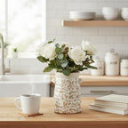 SIDUCAL Ceramic Rustic Vase with 2-Ear, 7.6 Inch Ice Cracked Vintage Pastoral Vase, Rustic Farmhouse Vases for Home Decor, Table, Living Room, Shelf Decor, Chinoiserie Decor, Brown Floral Pattern - Image 5