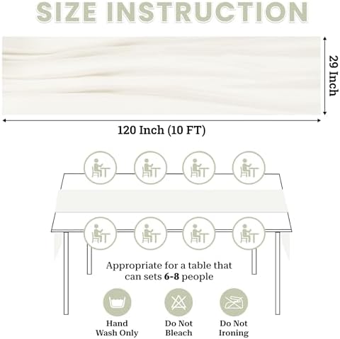 MDS Pack of 15 | Ivory | 10ft Chiffon Table Runner 29x120 Inches Long Romantic Rustic Sheer Gauze Runner for Wedding Bridal Shower Birthday Banquets Engagement Spring Easter Boho Decorations - Image 3