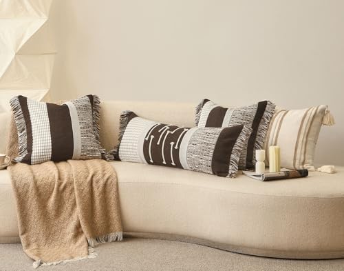 Dark Brown Boho Throw Pillow Cover 20x20 - Image 4