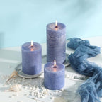 3x6 Inch Blue Pillar Candles Set of 3 - Hand-Poured Unscented Candles, Long Clean Burning, Large Big Candle, Smokeless Dripless Candle for Dinner Table, Wedding, Home, Bathroom, Rustic Decor - Image 4