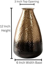 ANDALUCA Decorative Metal Vase with Hammered Rustic Bronze Ombre Finish 12in - Image 3