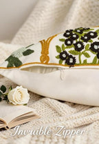 Alysheer Floral Decorative Embroidered Throw Pillow Cover 18"x18", 2pcs Red - Image 4