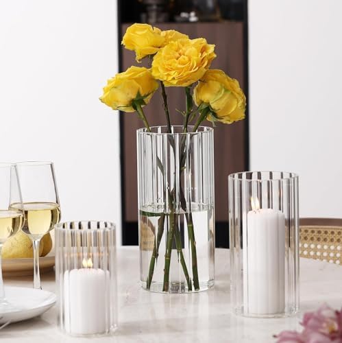 PHOSPHOR 18 Pcs Cylinder Glass Candle Holder 6'', 8'', 10'', Hurricane Candle Holder for Pillar Candle Tall Glass Cylinder Centerpieces Vases Floral Room Decor - Image 6