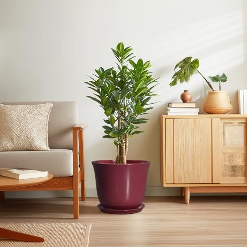 12 Inch Pots for Plants, Ceramic Planter for Indoor Plants, Red - Image 7