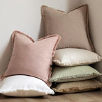 Foindtower Decorative Linen Fringe Throw Pillow Covers 22×22 Light Green - Image 6