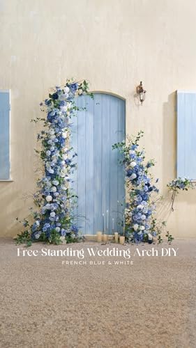 Ling's moment Dusty Blue Artificial Dahlias, Wedding Flowers, 25 pcs - Image 5