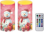 Flameless Pillar Candles Christmas Decorations Snowman Pink Snowflake Flameless Candles with 18-Key Remote Timer for Home Bedroom Living Room Dining Room Table Decorations Set of 2 - Image 2