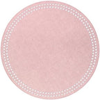 Bodrum Pearls Round Embroidered Placemats Set of 4 – 15" Elegant Table Mats for Dining, Weddings & Special Occasions, Decorative, Wipe-Clean Vinyl Placemats, Rose/White by Unknown