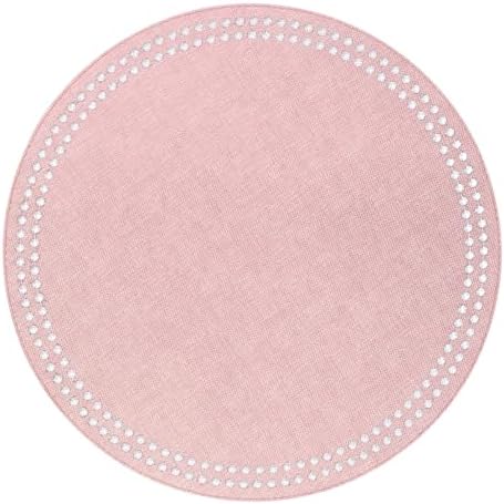 Bodrum Pearls Round Embroidered Placemats Set of 4 – 15" Elegant Table Mats for Dining, Weddings & Special Occasions, Decorative, Wipe-Clean Vinyl Placemats, Rose/White by Unknown