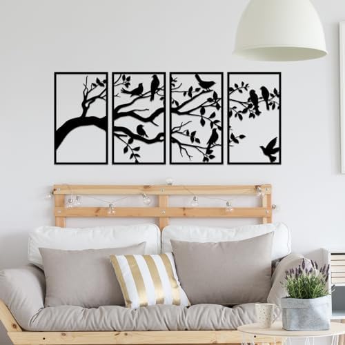ruelen 4 Pcs Metal Birds Branch Wall Art,Tree of Life Wall Decor 17"x9.8" - Image 4