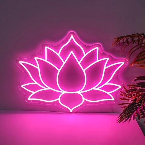 Geometric Lotus Flower Neon Sign – Mandala Style LED Wall Light Dimmable by DUOLIYBC