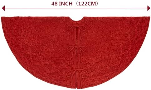 48 Inch Red Knitted Christmas Tree Skirt - Image 7