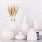 Set of 6 Matte White Small Vases for Flowers, Ceramic Bud Vase Bulk Boho Centerpieces for Tables, Mini Short Vase Modern Bulk Wedding Centerpieces Ikebana Vases for Bridal Shower/House Warming Gift - Image 6