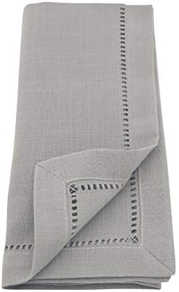 SARO LIFESTYLE Classic Hemstitch Cloth Napkins (Set of 12) - Elegant Everyday Dinner Napkins with Textured Fabric and Hemstitched Border for Dining Tables and Formal Entertaining, 20"x20", Grey - Image 3