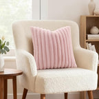 decorUhome Fall Faux Fur Throw Pillow Covers 26x26 Set of 2 Pink - Image 4