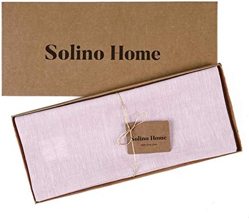 Solino Home 100% Pure Linen Dining Table Runner Pink, Athena 14 x 132 in - Image 5