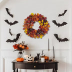 Artificial Fall Leaf Wreath for Front Door – 20" Autumn Wreath with Lifelike Fagus Sylvatica Foliages – Mixed Orange Yellow – Rustic Thanksgiving & Halloween Decoration for Indoor & Outdoor - Image 5