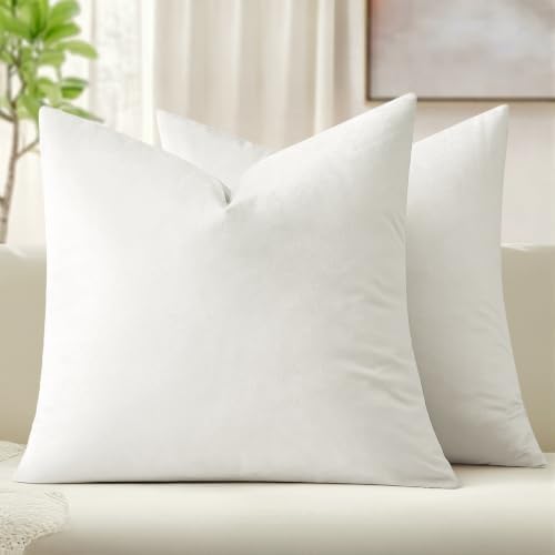 MIULEE 26x26 Inch Pack of 2 Euro Velvet Throw Pillow Covers Pure White by MIULEE