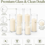 Set of 6 Pillar Candles with Clear Glass Hurricane Holders- Elegant Cylinder Candle Vases for Weddings, Parties, Centerpieces, Home & Office Decor (Lvory White, 6 Set) - Image 2