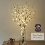 Hairui Lighted Brown Branches Battery Operated with Timer 32IN 100 LED Fairy Lights, Willow Branch Lights for Home Bedroom Fireplace Christmas Holiday Decoration Indoor Outdoor Use (Vase Excluded) - Image 3