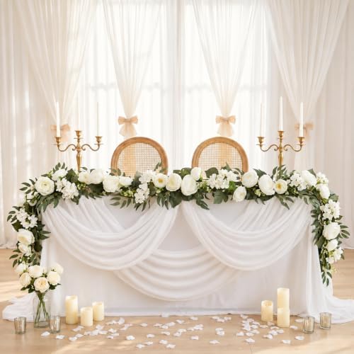 2 Pack 12ft Artificial Peony Flower Garland Vine, White - Image 6